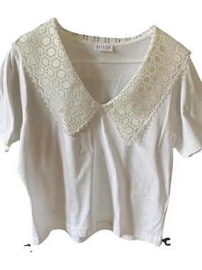 Claudie Pierlot Shirt with  prominent, geometric lace V-neck